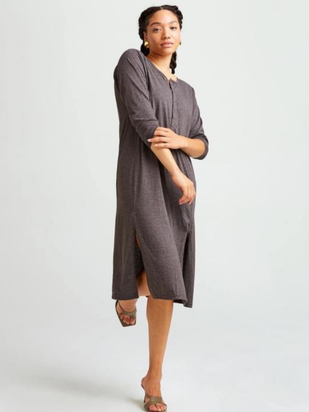 Richer Poorer Henley Dress Bitter Brown Small